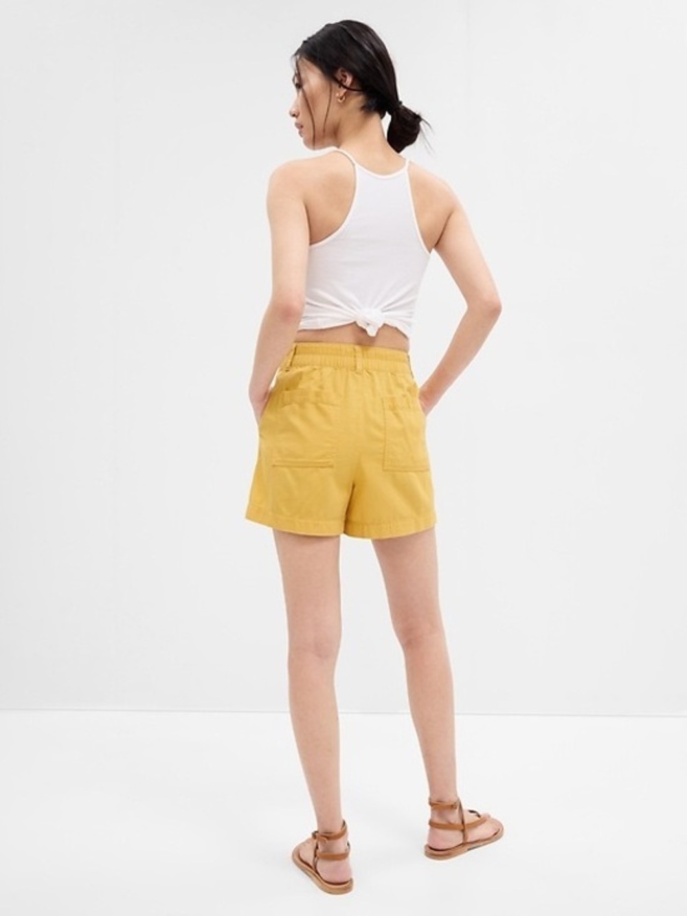 GAP Yellow Elastic-Waist Utility Shorts